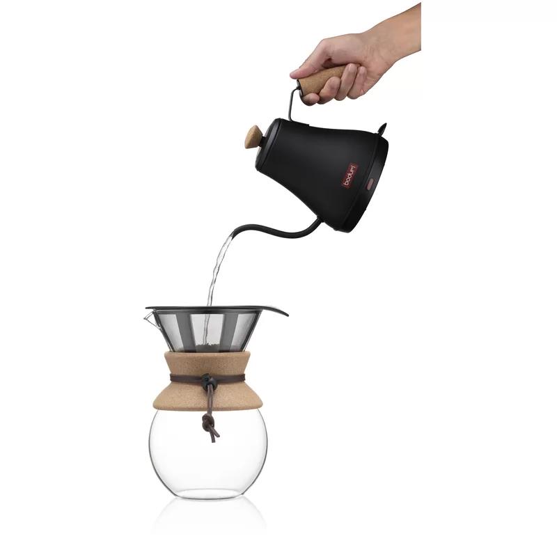 33.81oz Stainless Steel Pour Over Coffee Maker with Glass Carafe