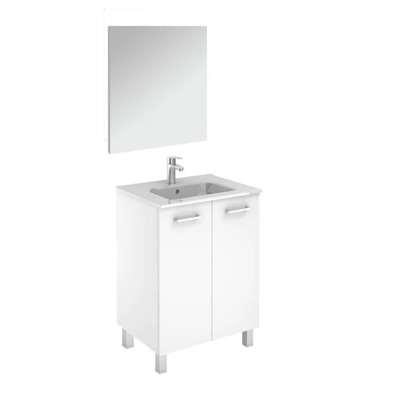 WS Bath Collections Logic 23.6'' Single Bathroom Vanity with Ceramic Top with Mirror