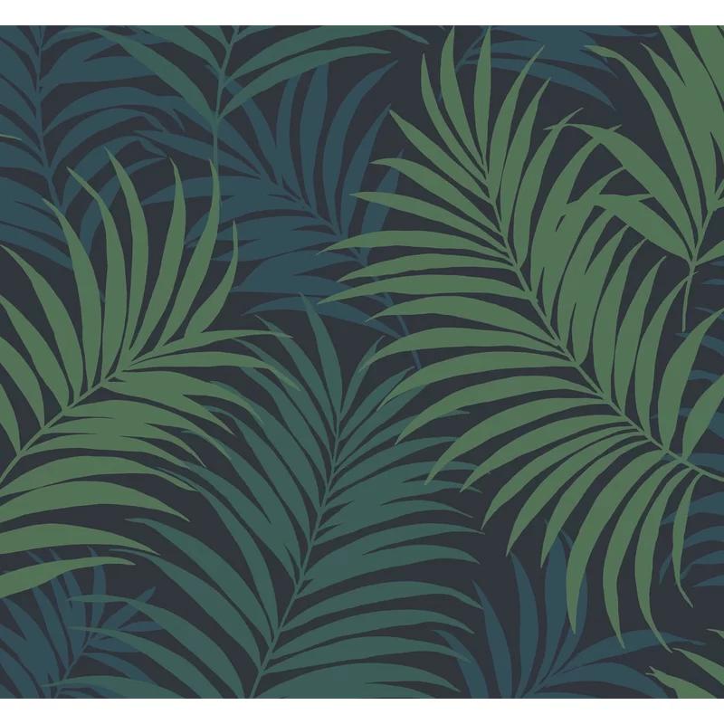 Luxe Retreat Midnight Blue Juniper Spearmint Double Roll Wallpaper