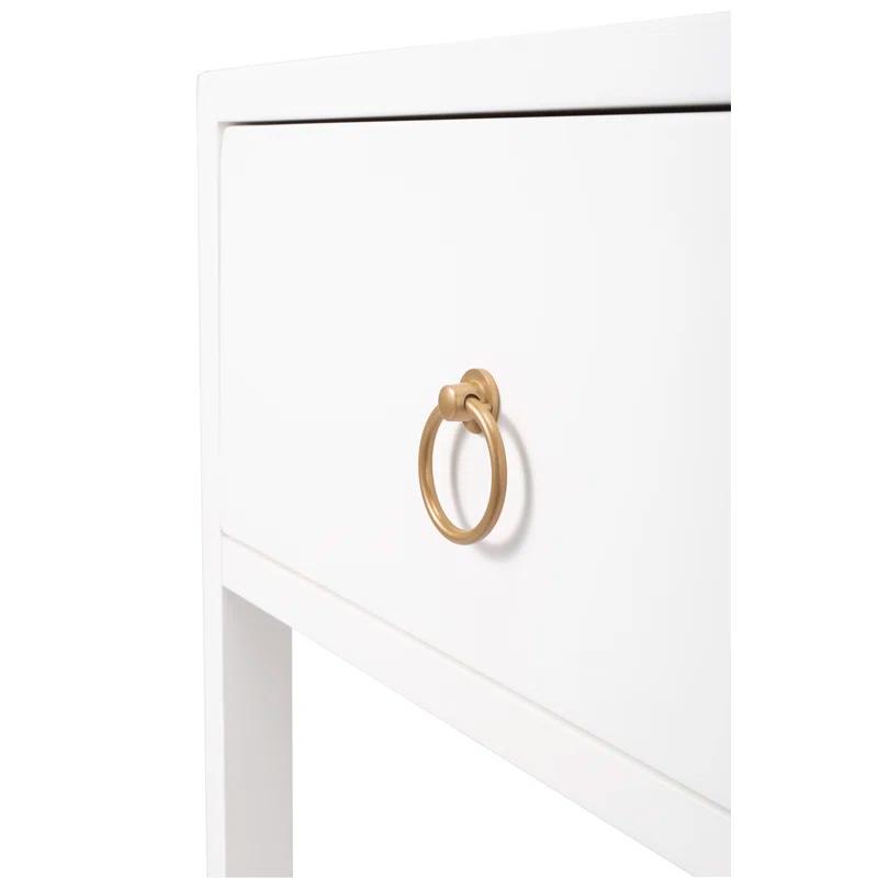 Luxe Gold & White Square End Table with Storage Shelf