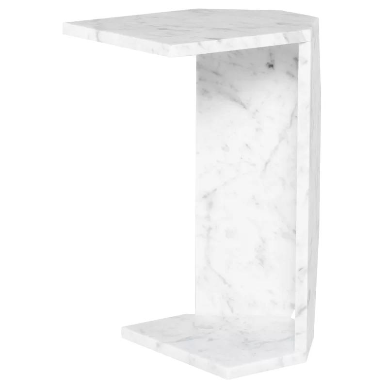 Aalin 15.8'' White Marble Rectangular End Table