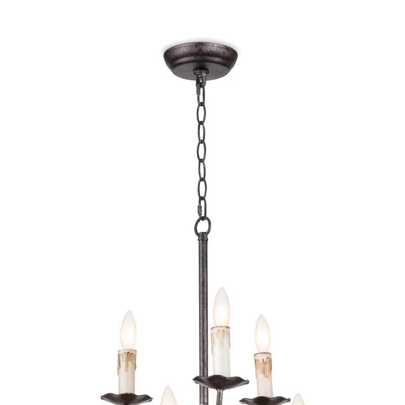 Rustic Charm 13-Light Blackened Iron Faux Candle Chandelier