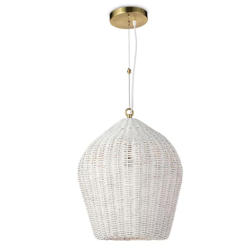 Coastal Georgian White Rattan 1-Light Pendant