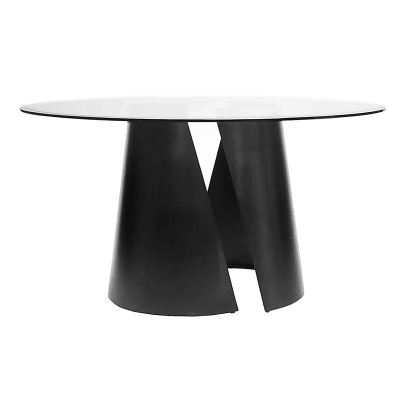 Contemporary Portia 54" Round Black Glass Dining Table