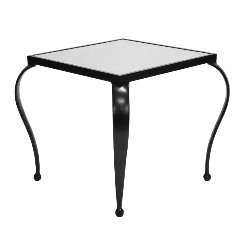 Moseley Square Black Metal and Mirrored End Table