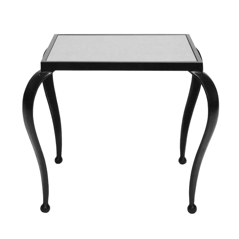 Moseley Square Black Metal and Mirrored End Table