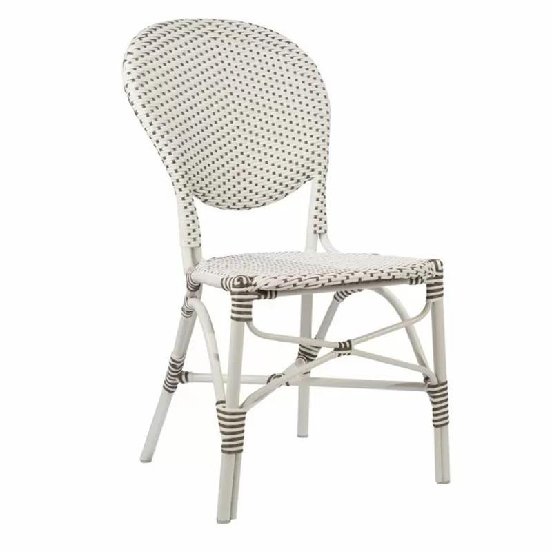 Isabell White & Cappuccino Dot Wicker Outdoor Dining Side Chair