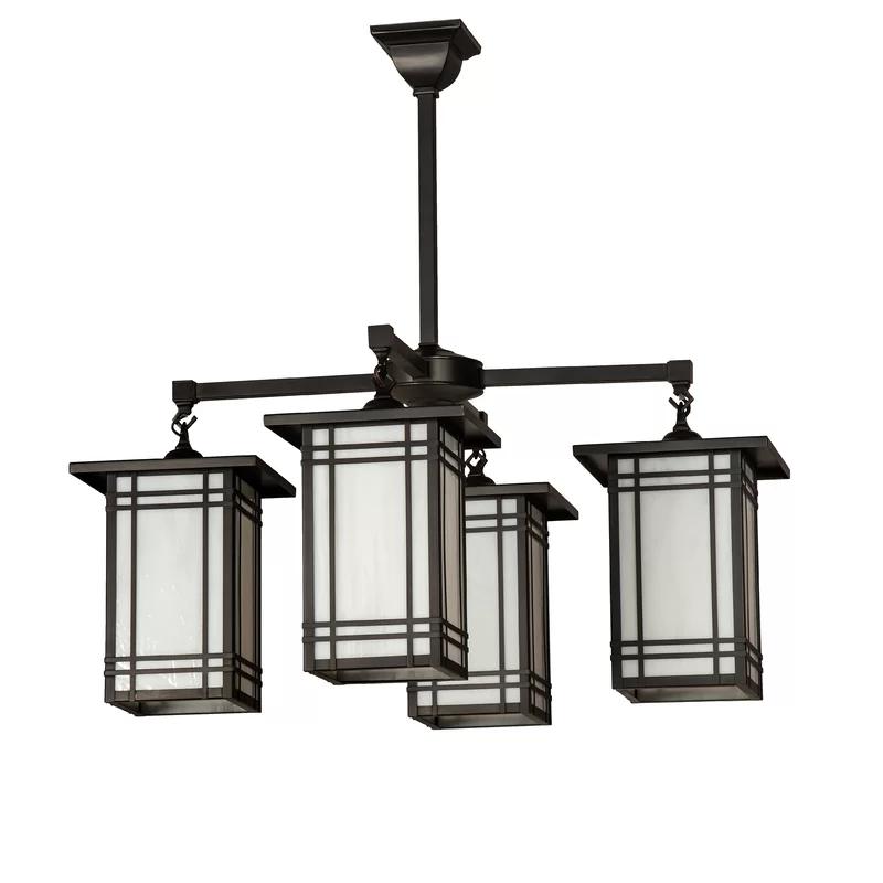 Prairie Mission White 4-Light Square Chandelier