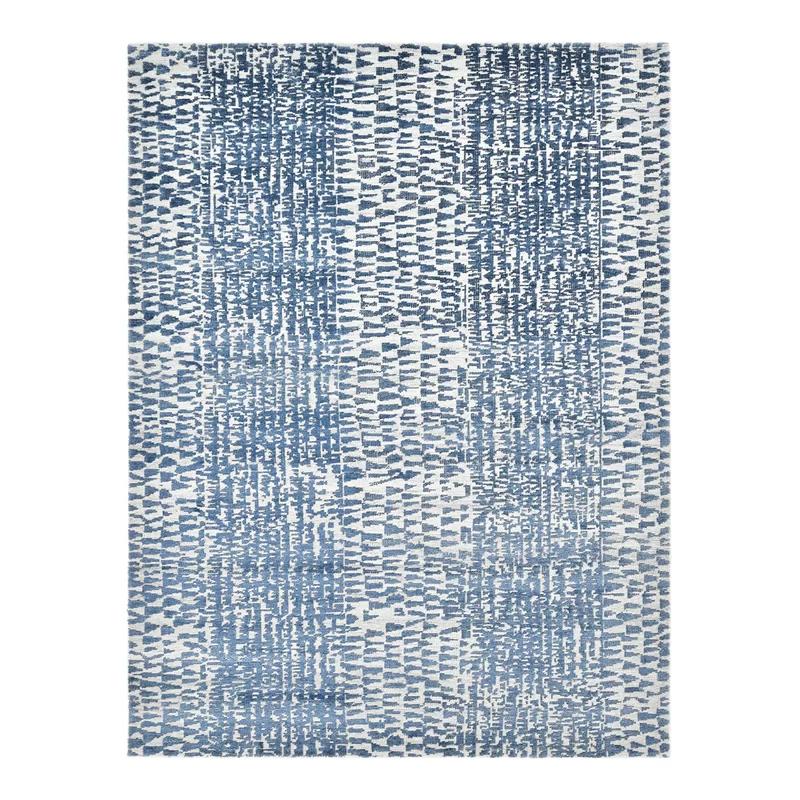 Ismael Abstract Blue 8' x 10' Hand-Knotted Wool-Viscose Rug