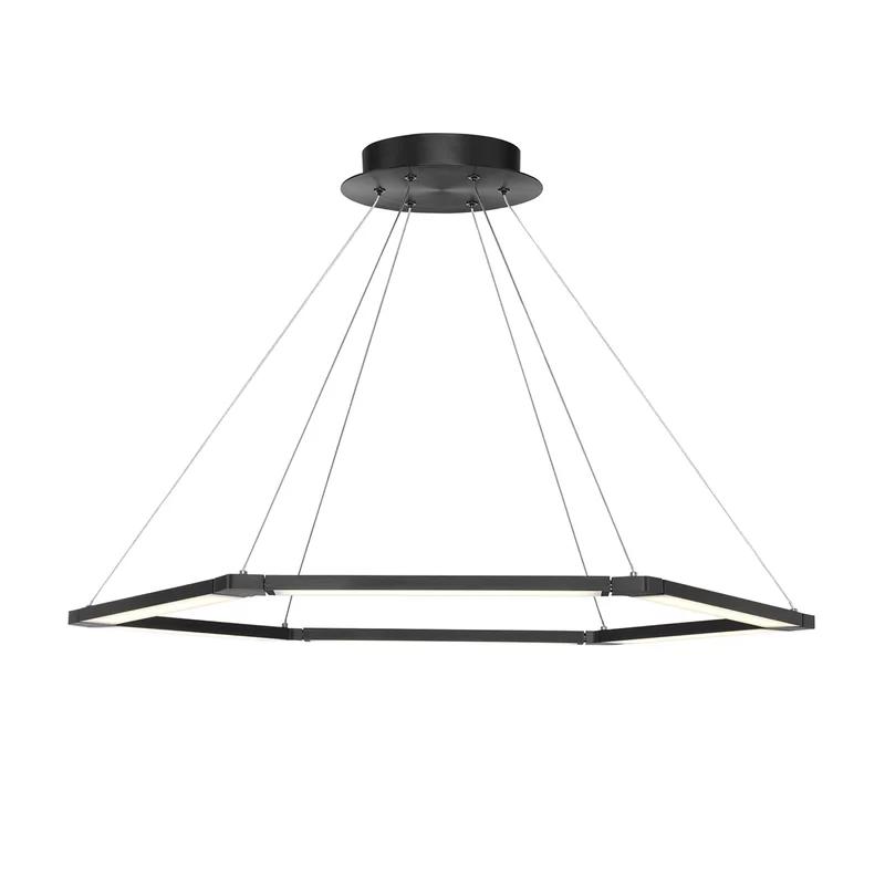 Black Hexagonal 6-Light LED Pendant with Glass Diffuser