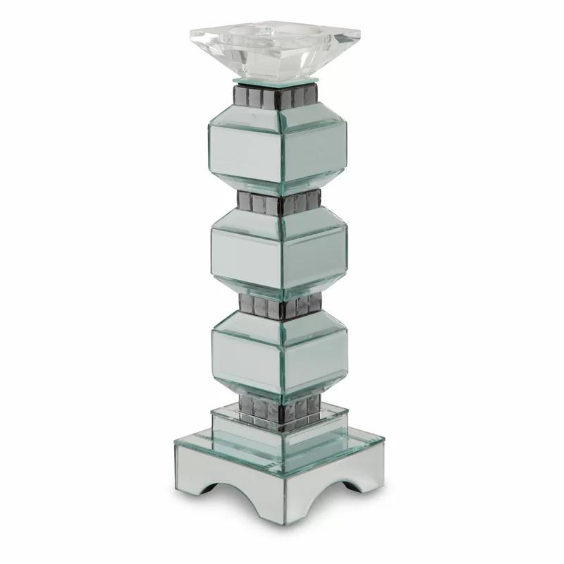 Montreal 15.5'' Ebony Glass Tiered Tabletop Candlestick