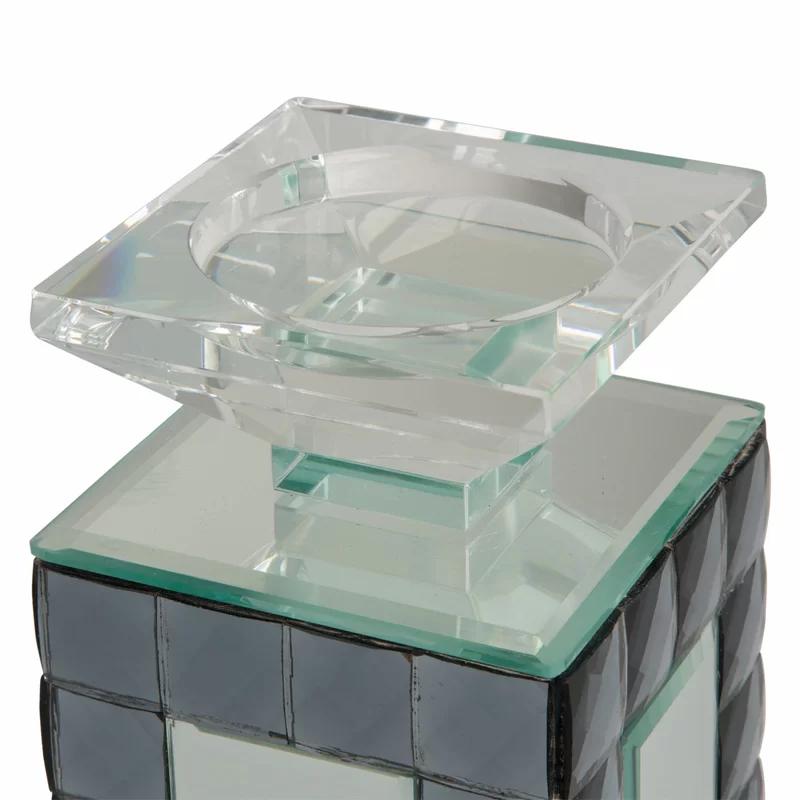 Montreal Mirrored 8.25" Contemporary Glass Candle Holder