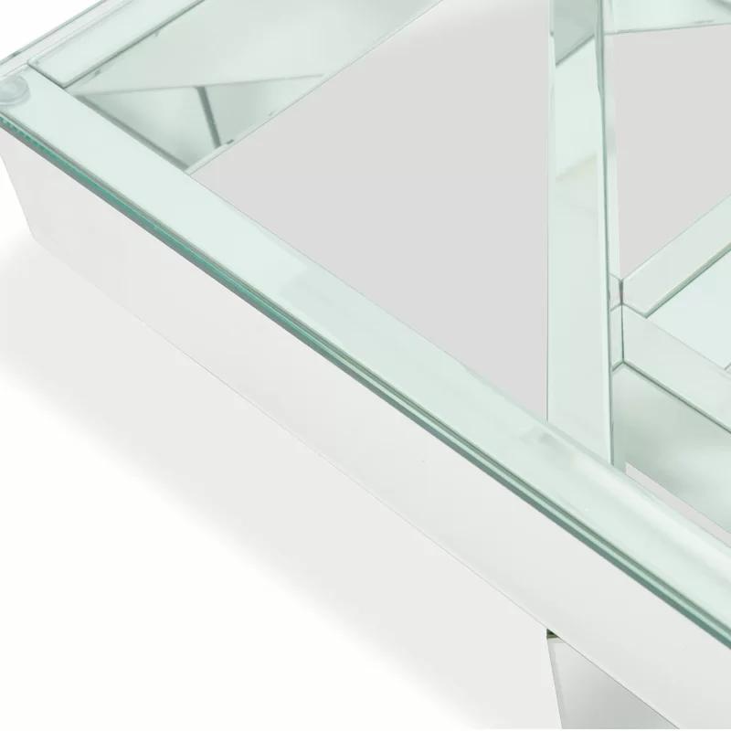Montreal Mirrored Glass Square Coffee Table in Silver