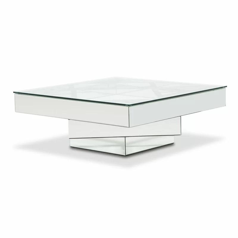 Montreal Mirrored Glass Square Coffee Table in Silver