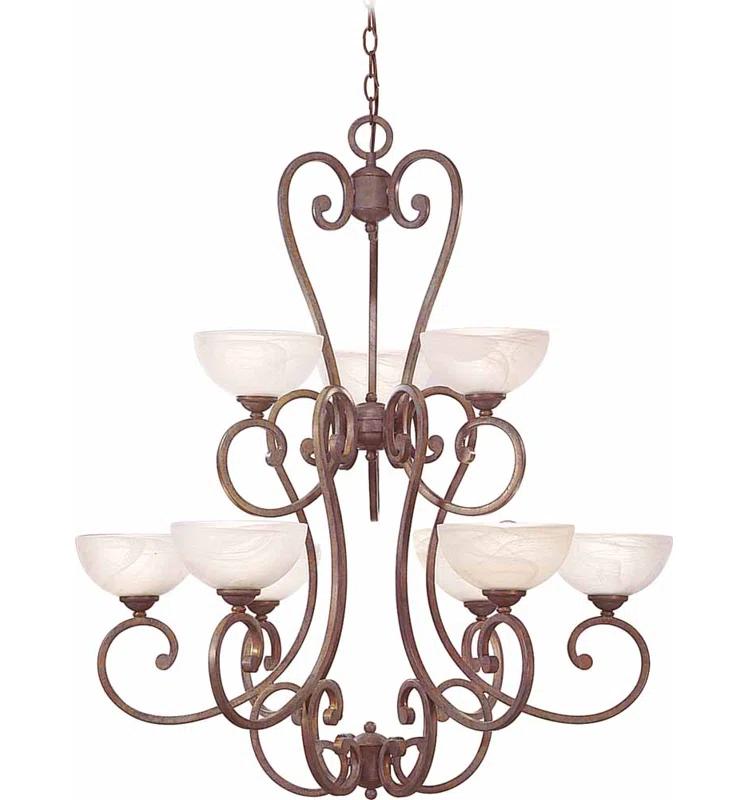 9 - Light Dimmable Tiered Chandelier