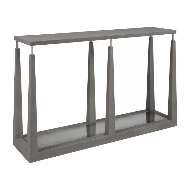 Ascension 53'' Gray Faux Shagreen and Mirror Console Table