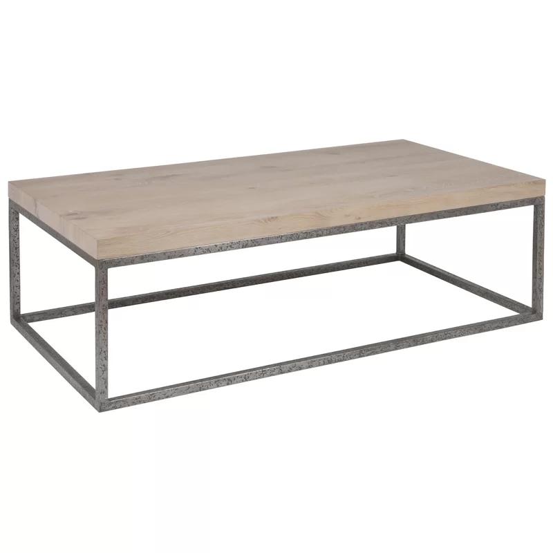 Contemporary Barnyard Oak and Iron Rectangular Cocktail Table