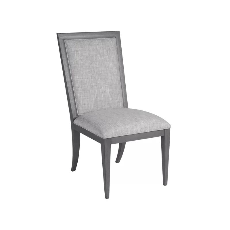 Transitional Linen Upholstered Side Chair in Medium Gray