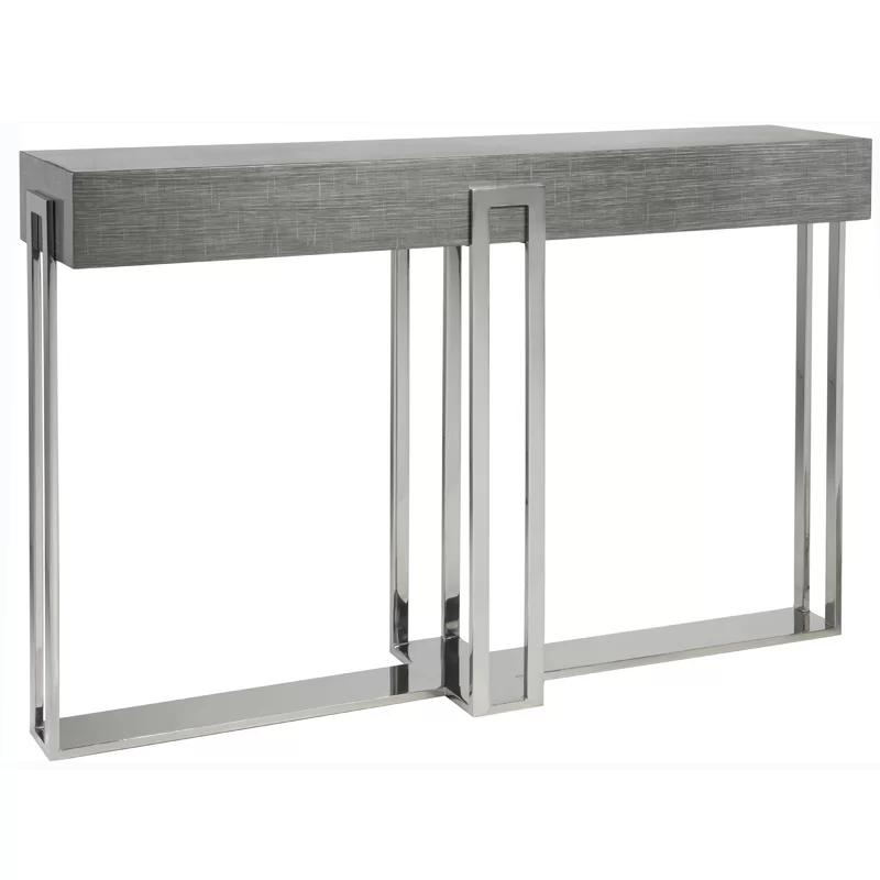 Contemporary Iridium 54" Gray Wood and Metal Console Table