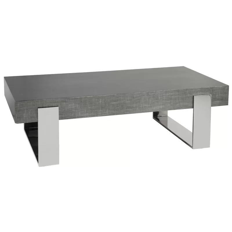 Contemporary Gray and Silver Crosshatch Cocktail Table