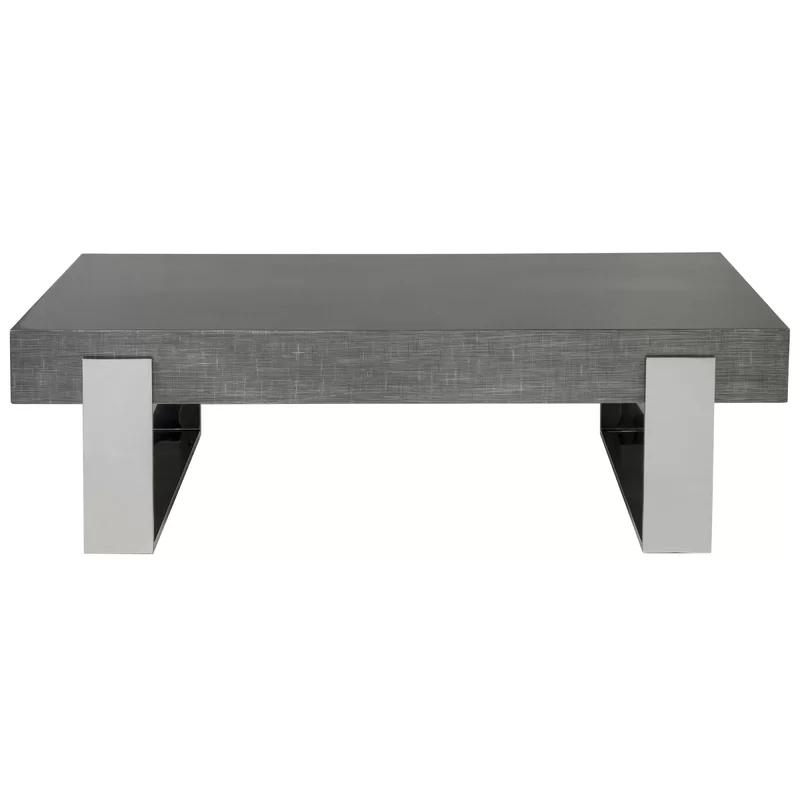 Contemporary Gray and Silver Crosshatch Cocktail Table