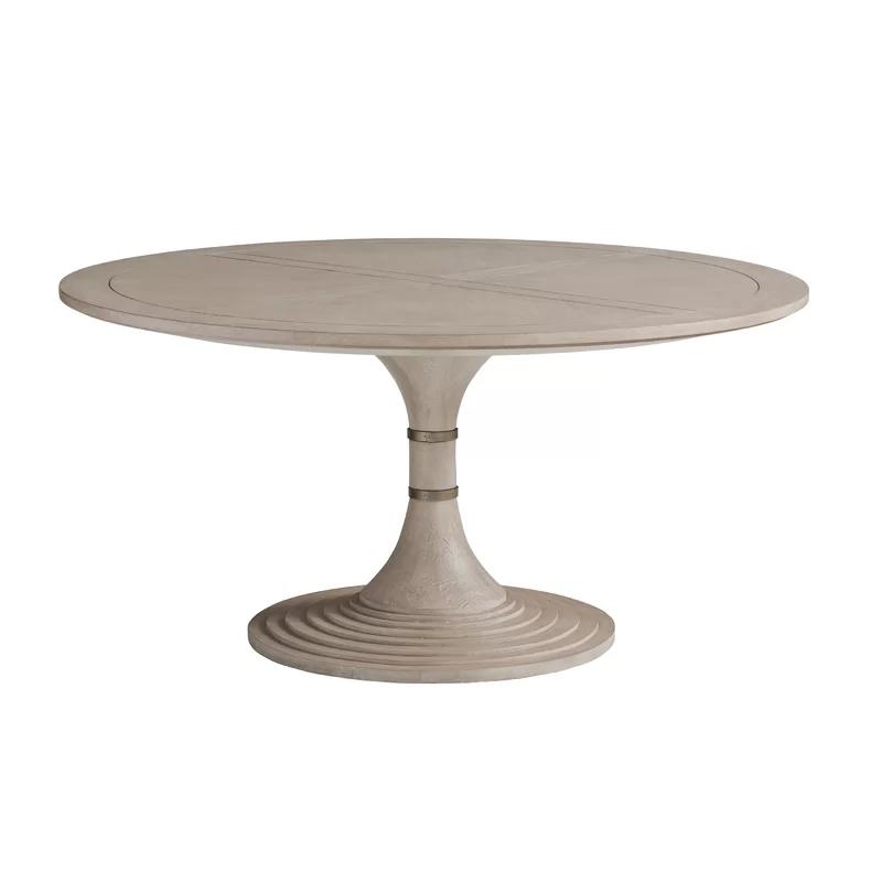 Contemporary Malibu 60" Beige Round Wood Dining Table