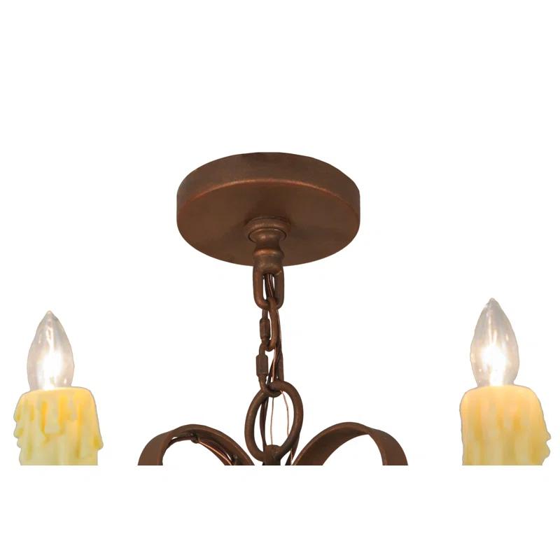 Antique Rust 12-Light Iron Candle Chandelier