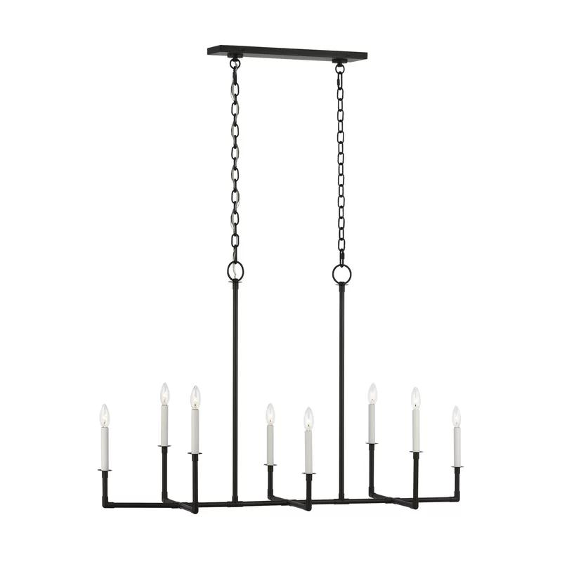 Bayview Aged Iron 8-Light Modern Linear Candle Chandelier