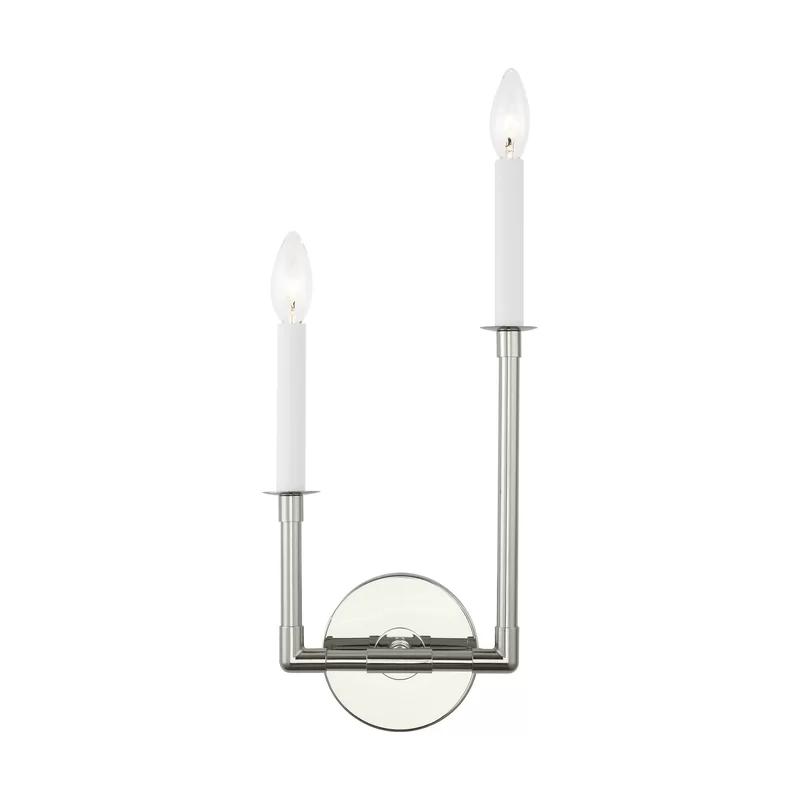 Polished Nickel 17.63" Outdoor Candle Wall Sconce