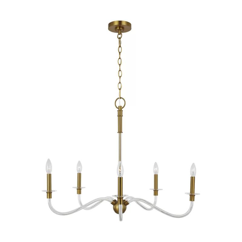 Hanover Burnished Brass 5-Light Classic Chandelier with Lucite Arms
