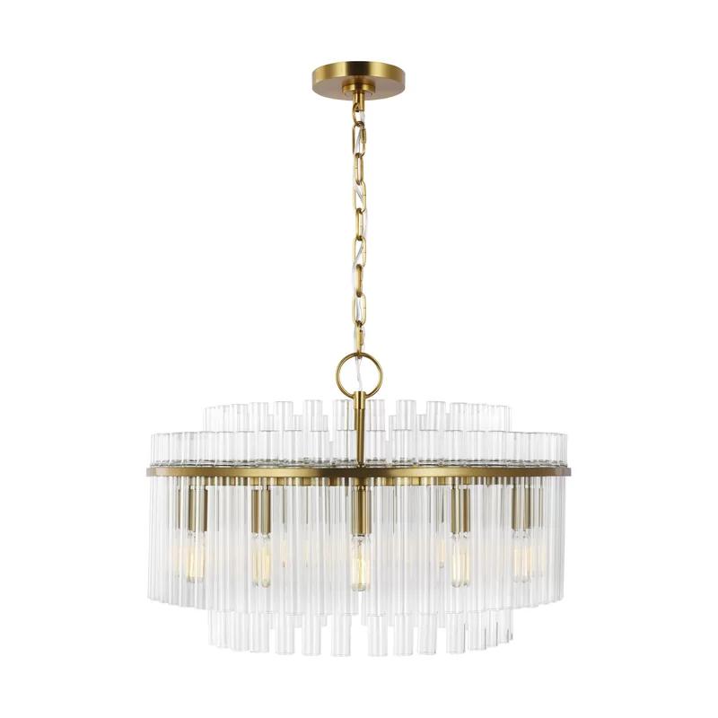 Beckett Burnished Brass 12-Light Drum Chandelier with Clear Glass Shades