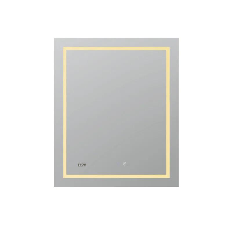AQUADOM AQUADOM Daytona LED Wall-Mount Mirror for Bathroom with 3 Color Lighting, Touch Control, Dimmer and Defogger, Digital Clock