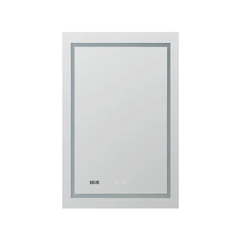 AQUADOM Daytona LED Wall-Mount Mirror for Bathroom with 3 Color Lighting, Touch Control, Dimmer and Defogger, Digital Clock.