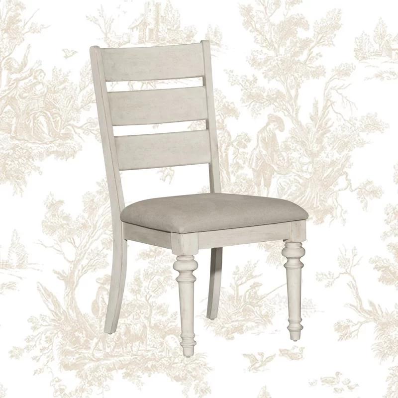Heartland White Linen Upholstered Ladderback Side Chair