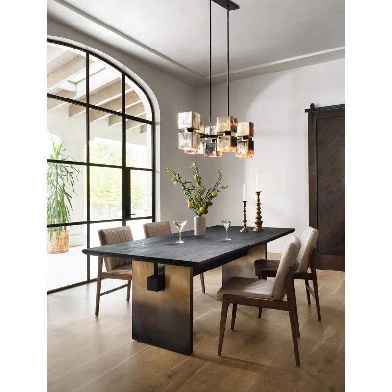 Brennan Rectangular Black Oak Dining Table with Ombre Brass Base