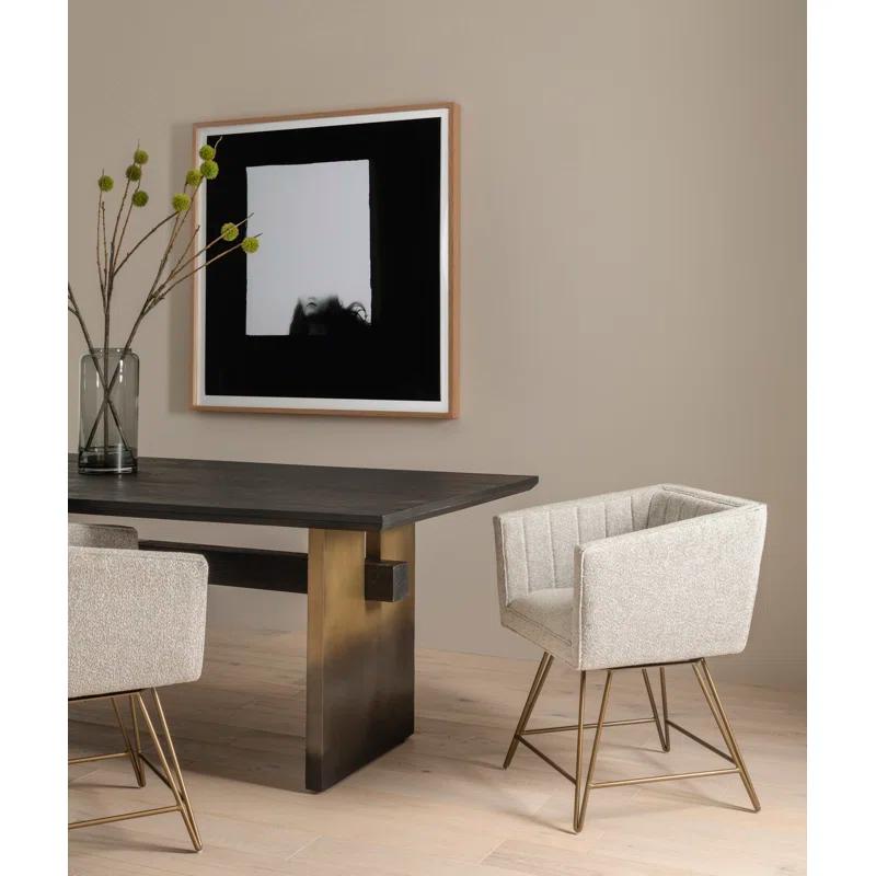 Brennan Rectangular Black Oak Dining Table with Ombre Brass Base