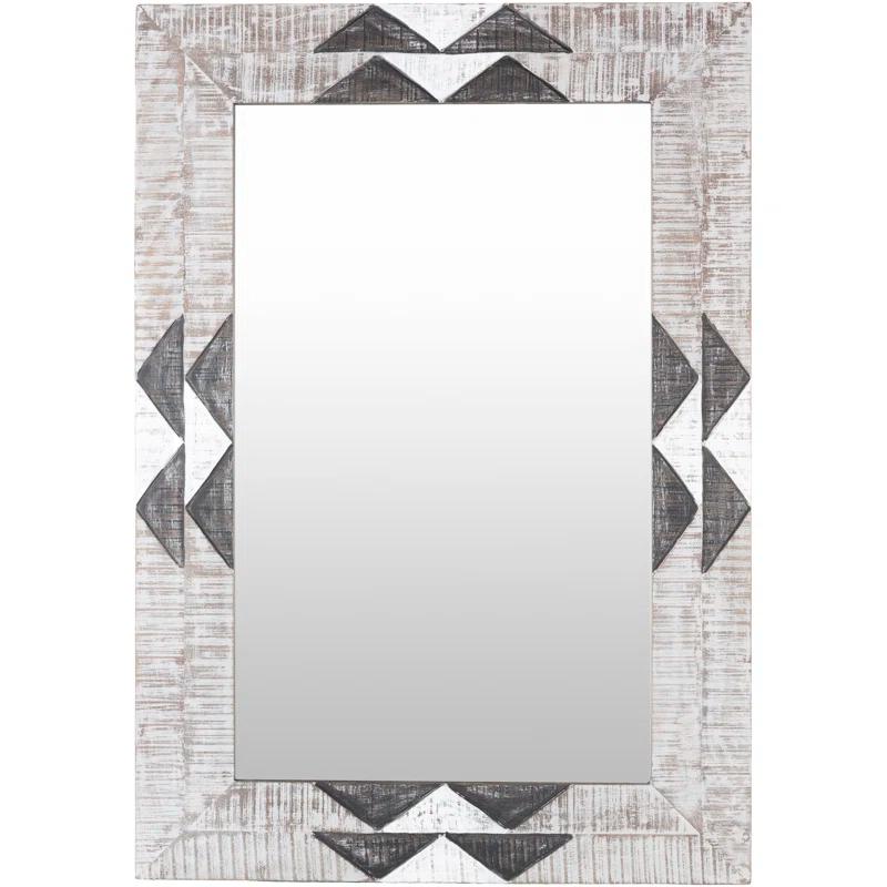 Amrapali Distressed Charcoal & White Wood Full-Length Mirror