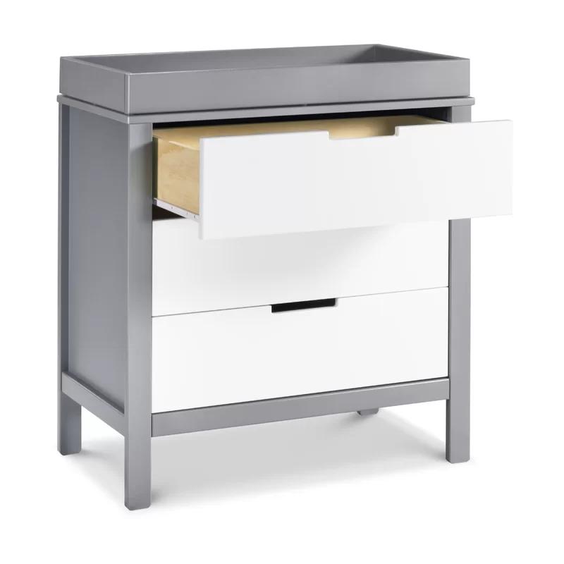 Colby Streamlined 3-Drawer Nursery Dresser in Gray and White
