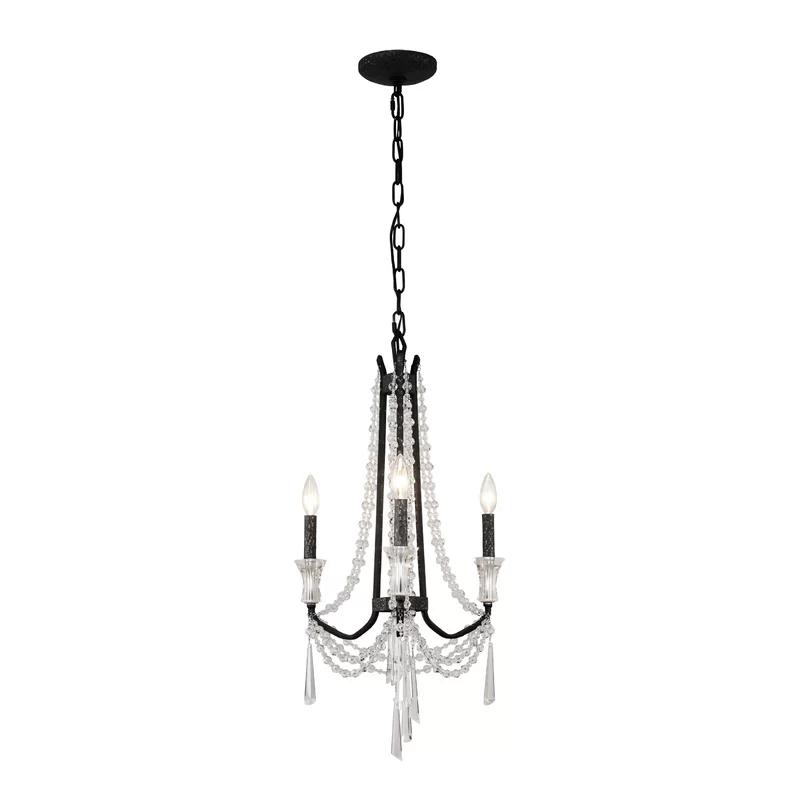 Black Mini Crystal 3-Light Chandelier