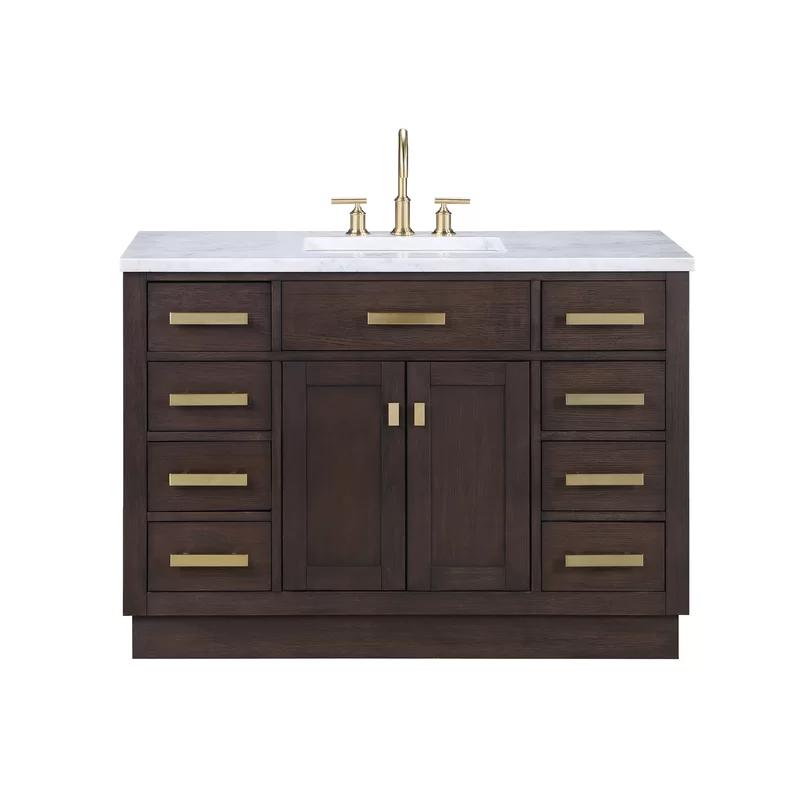 Chestnut 48" Brown Pine Vanity with White Ceramic Sink