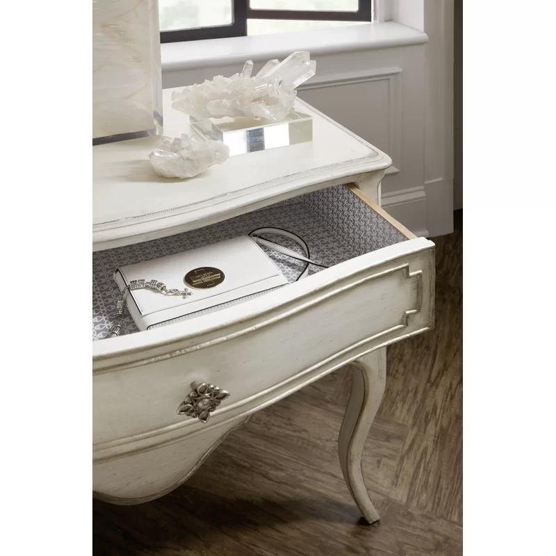 Elegant White 2-Drawer Nightstand with Cedar Lining and Power Bar