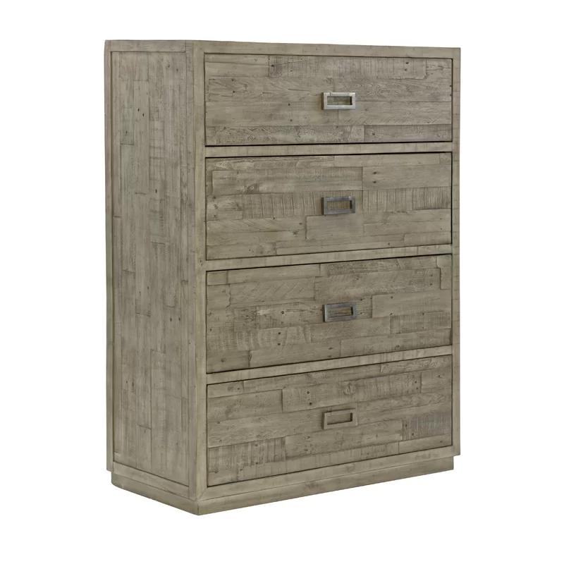 Gray Pine Rustic 4-Drawer Chest Dresser