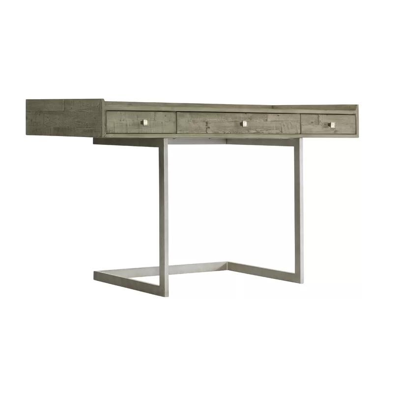 Transitional Gray 54'' Wood Home Office Desk with 3 Drawers