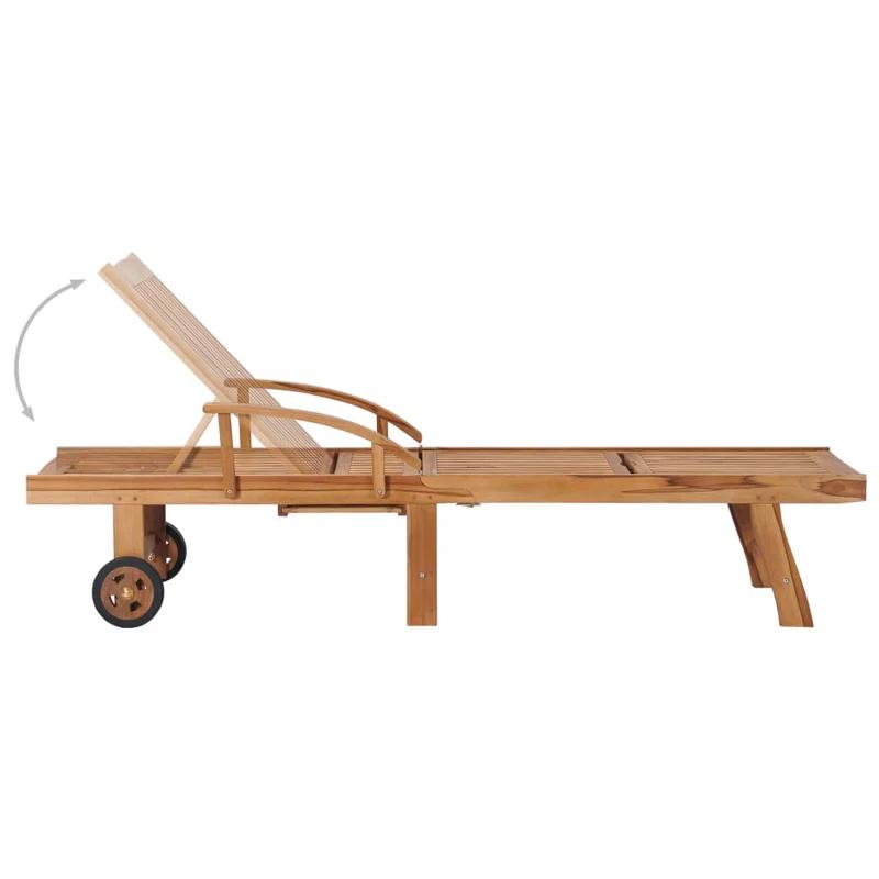 VidaXL 16" Long Acacia Double Chaise with Cushions (Set of 2)