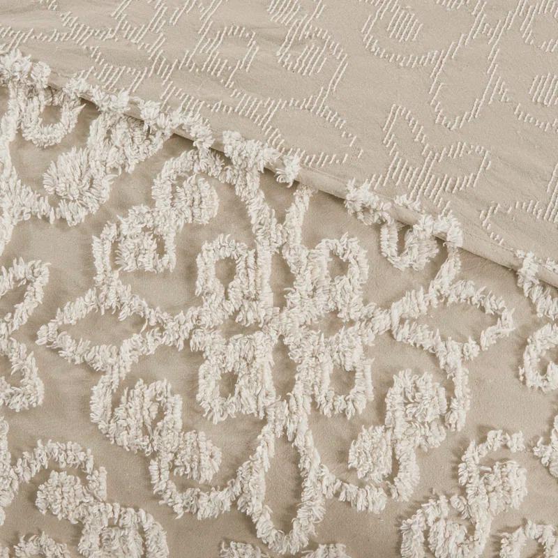 White Cotton King 3-Piece Tufted Bedspread Set