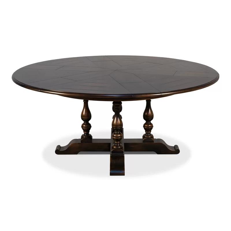 Traditional Reclaimed Wood Round Extendable Dining Table in Black