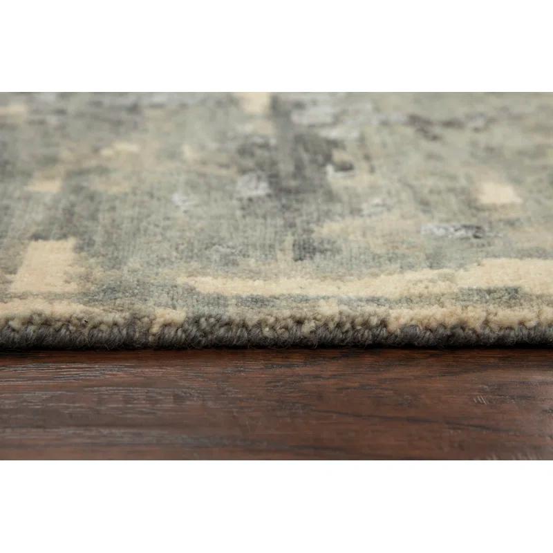 Elysian Gray Abstract Hand-Knotted Wool-Viscose Blend 6' x 9' Rug