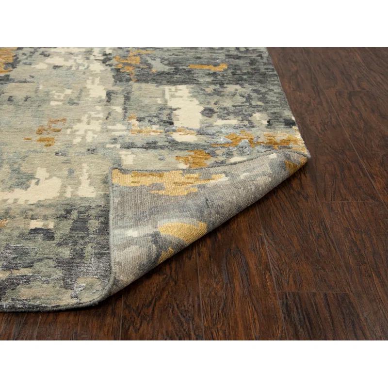 Elysian Gray Abstract Hand-Knotted Wool-Viscose Blend 6' x 9' Rug