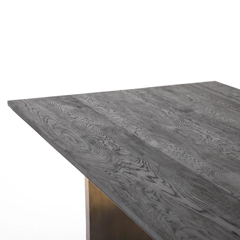 Brennan Rectangular Black Oak Dining Table with Ombre Brass Base