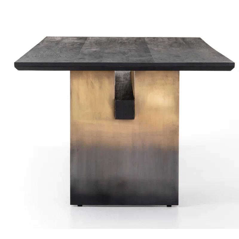 Brennan Rectangular Black Oak Dining Table with Ombre Brass Base